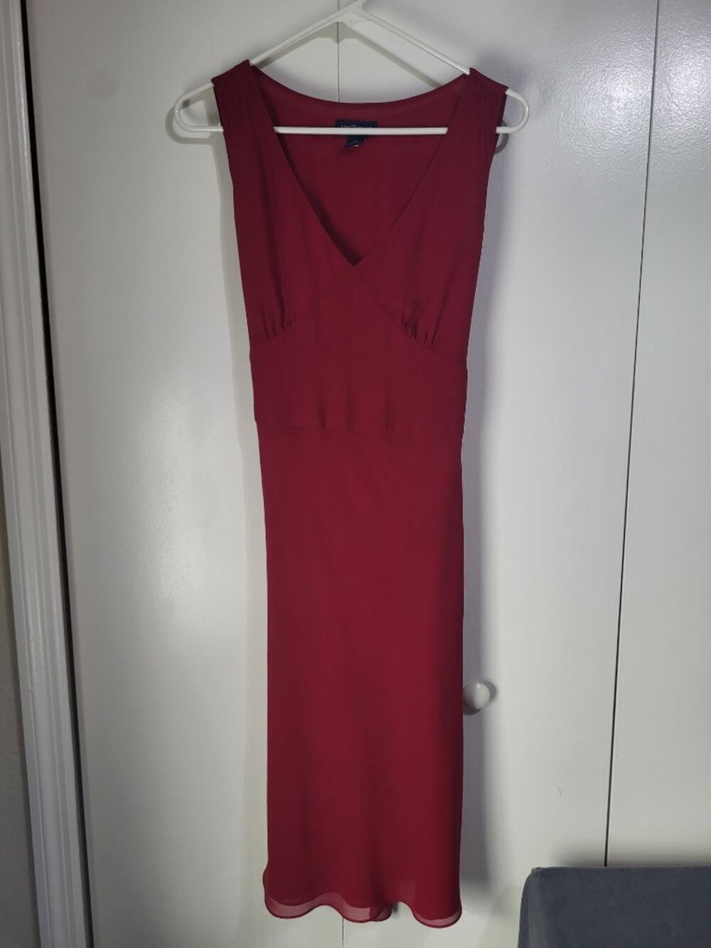 VTG Ann Taylor Silk Berry Red Midi Grunge y2k 90s Dress Babydoll Fairy SZ 12